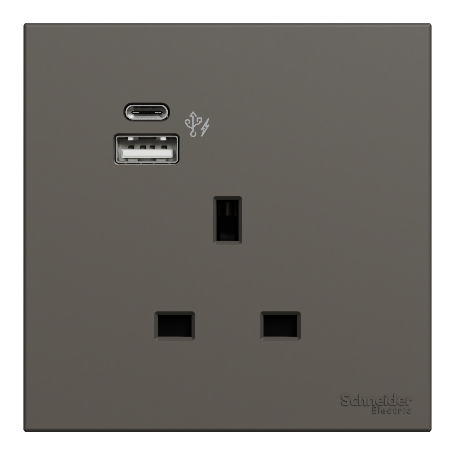 Schneider 施耐德 AvatarOn C 奐然 13A 單位連保護門插座連兩位USB充電插座 Type A+C(石墨灰)
