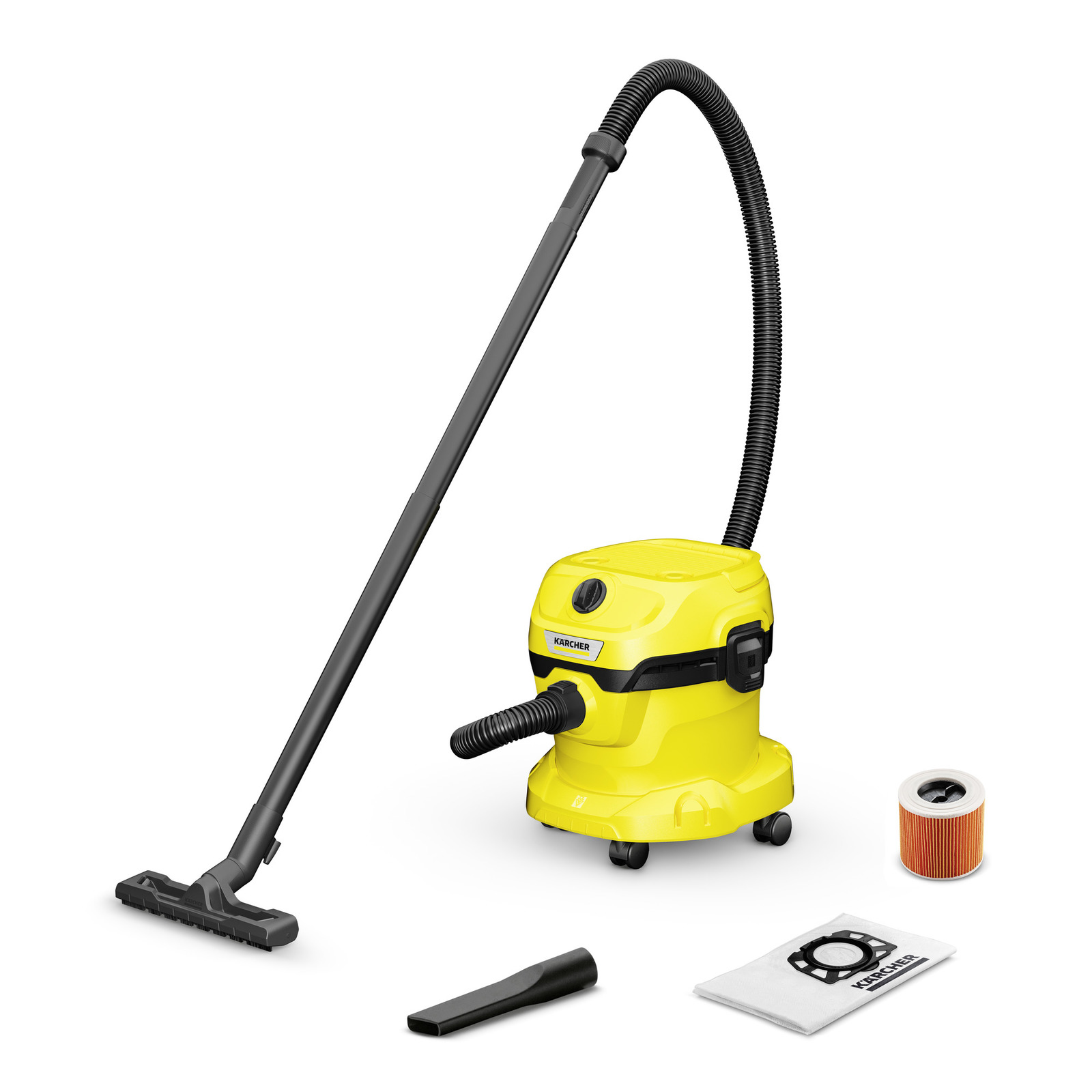 Kärcher 凱馳 WD 2 Plus 乾濕兩用吸塵器連吸塵軟管、延長管、地板吸頭、尖嘴吸頭、濾芯及集塵袋