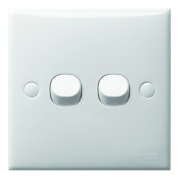 Schneider Electric S-Classic E32_2_3A_WE_G3 白色 10A 兩位雙控開關掣正面