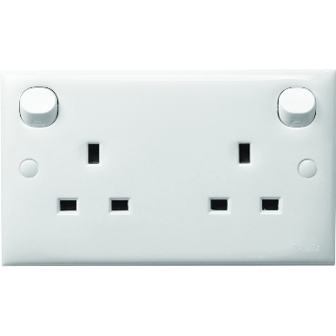 Schneider Electric S-Classic E25R WE 白色兩位有掣插座正面