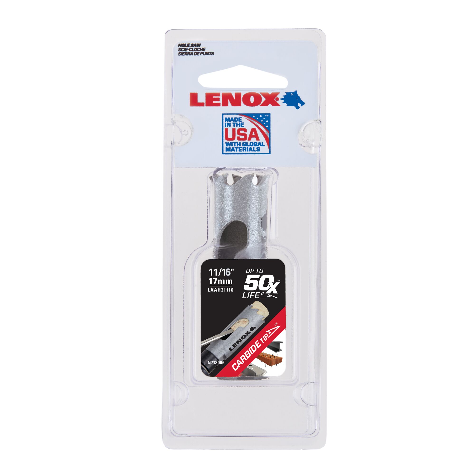 LENOX 狼牌 LE-LXAH31116 碳化鎢鋼圓穴鋸原廠吊卡包裝產品圖