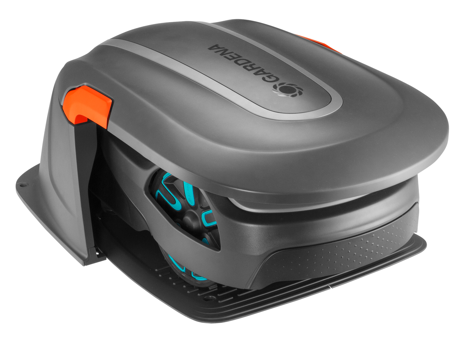 GARDENA 15020-20 機械人剪草機車庫安裝於草坪上的使用情境