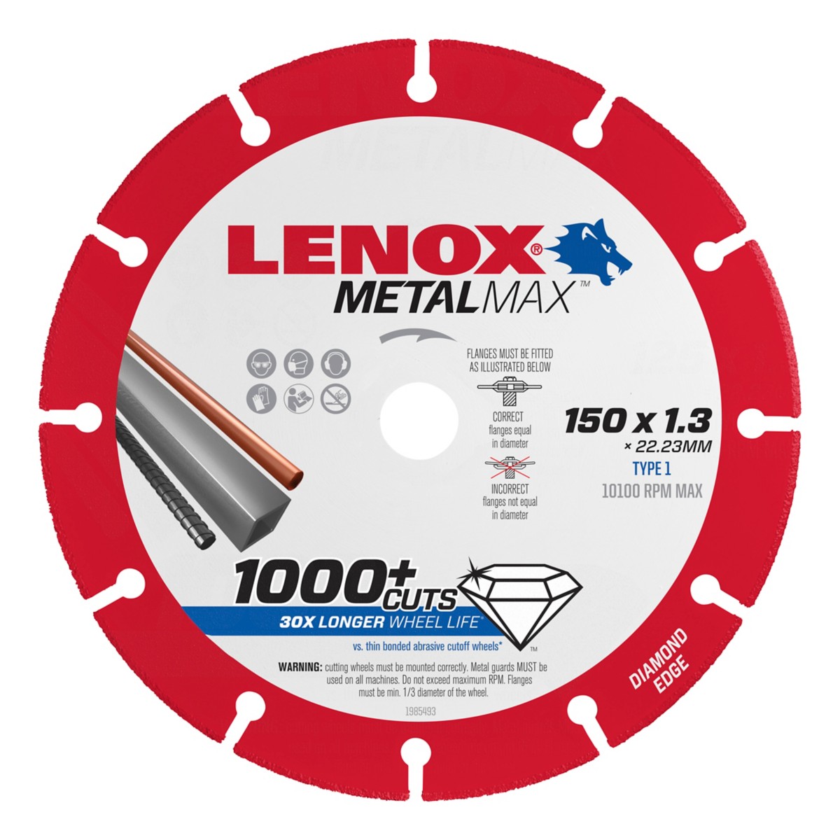 LENOX 狼牌 LE-1985493 METALMAX 鑽石切割片 150mm Type 1 白底產品圖