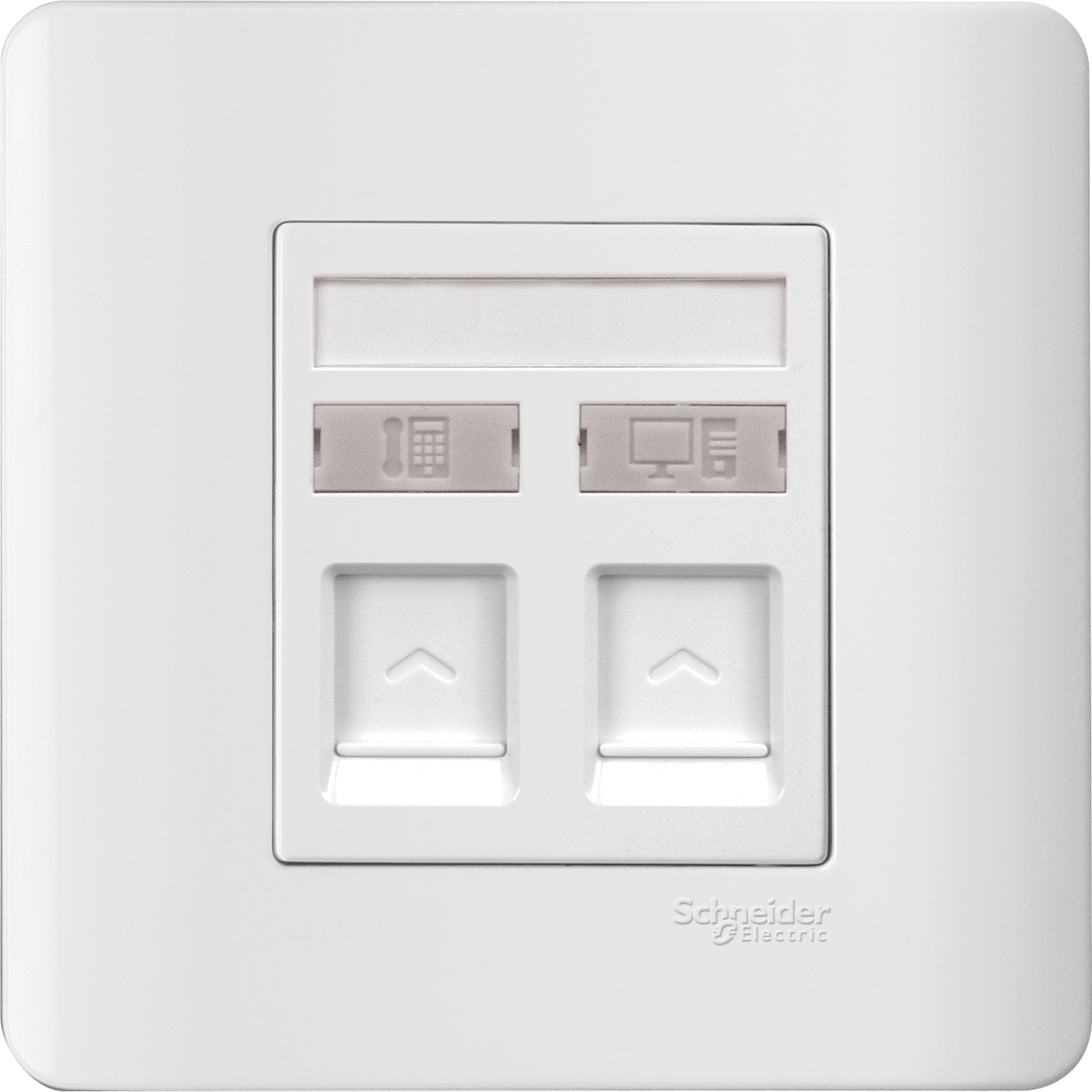 Schneider 施耐德 ZENcelo 睿雅 兩位 RJ11 電話及 RJ45 5e 類數據插座,Keystone 面板備防塵活門(凝白)