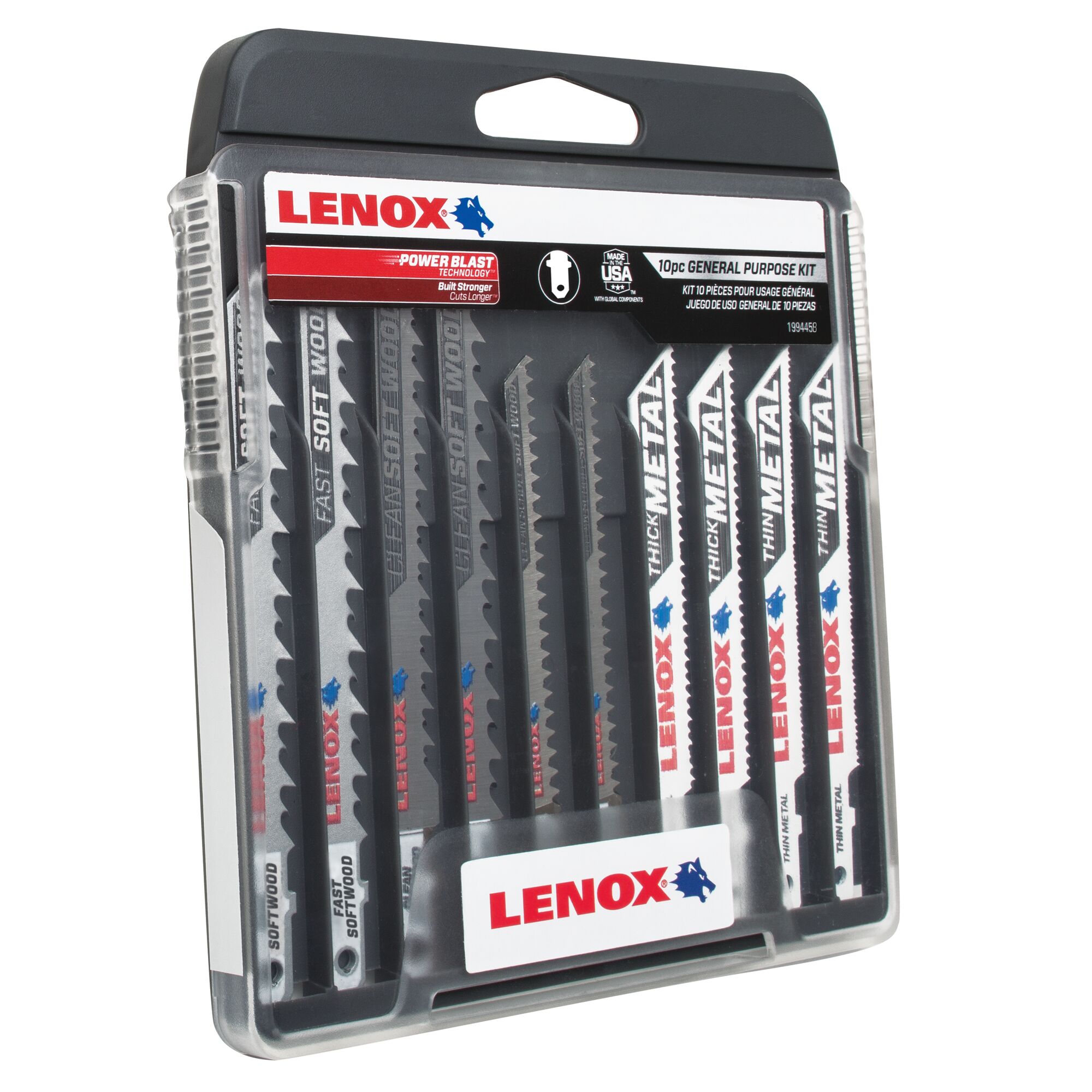 LENOX 狼牌 LE-1994458 10 件式 T 型柄通用線鋸片組內容圖