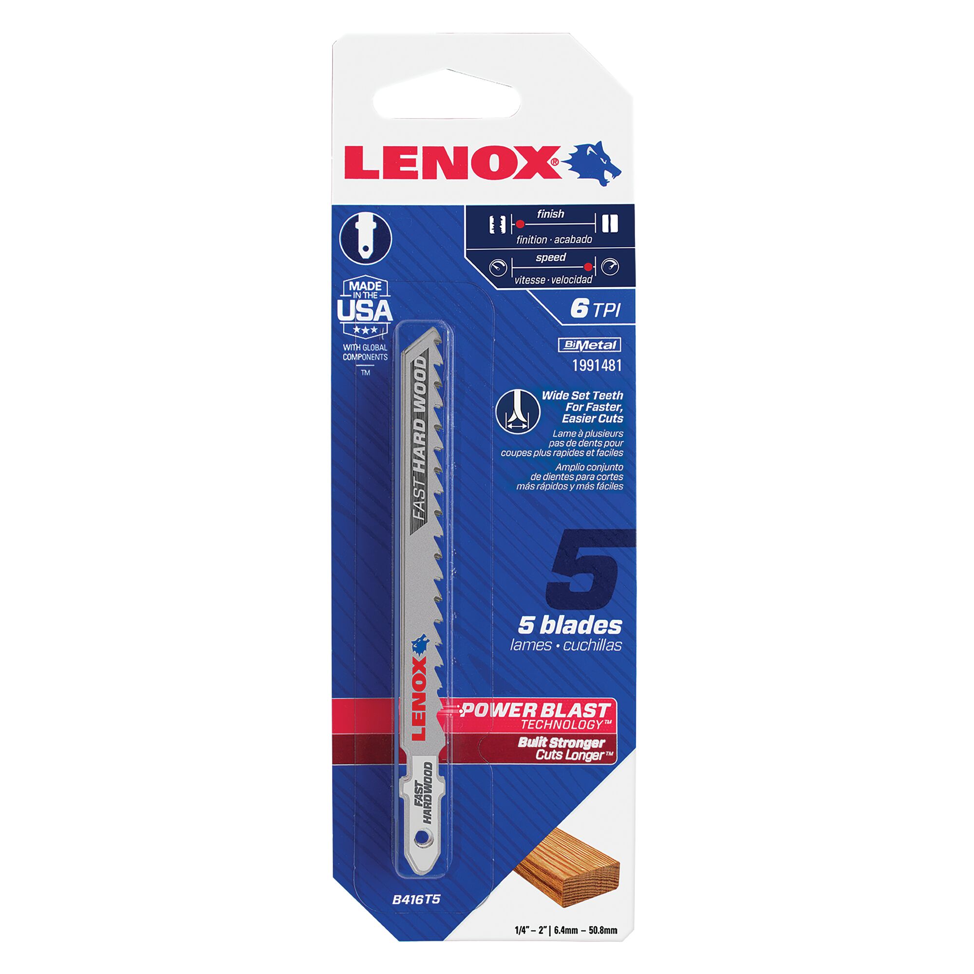 LENOX 狼牌 LE-1991481 硬木快速切割線鋸片原廠五片裝包裝