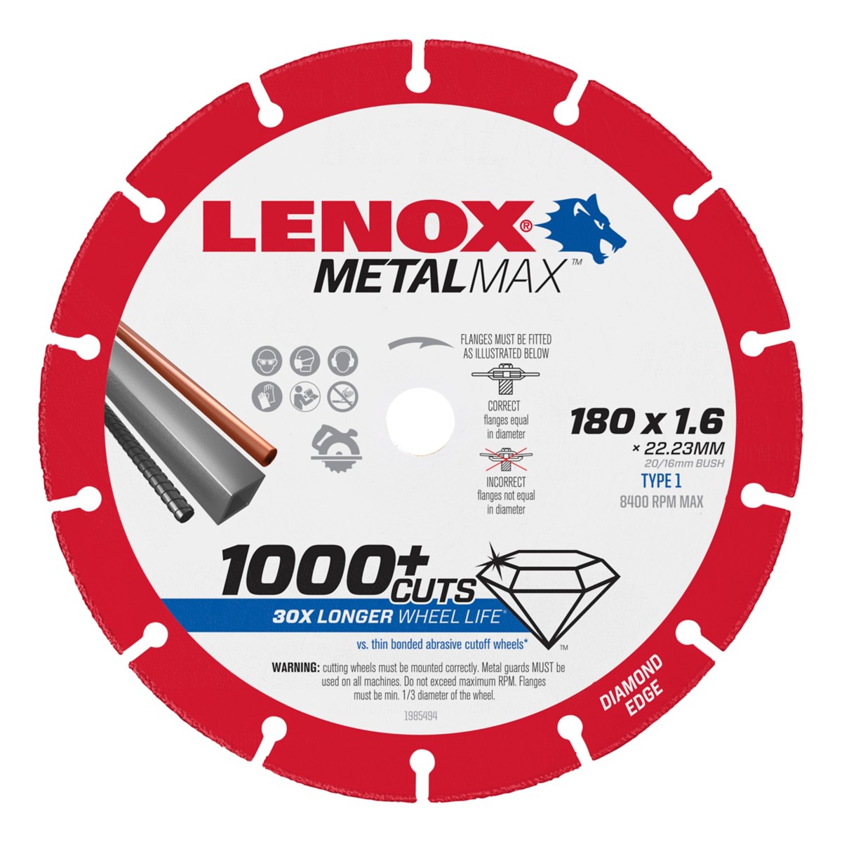 LENOX 狼牌 LE-1985494 METALMAX 鑽石切割砂輪片產品圖