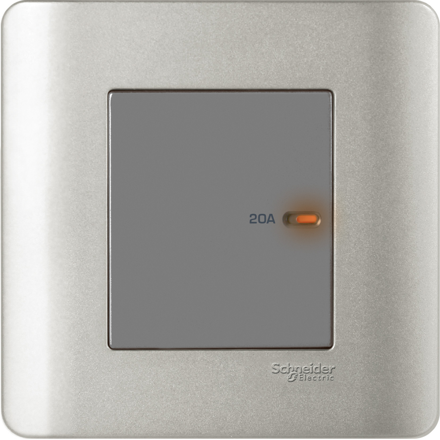 Schneider 施耐德 ZENcelo 睿雅 20A 單位平觸雙極開關掣連指示燈(銀灰)