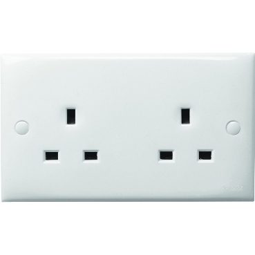 Schneider Electric S-Classic ET426 WE 白色 13A 兩位連保護門插座