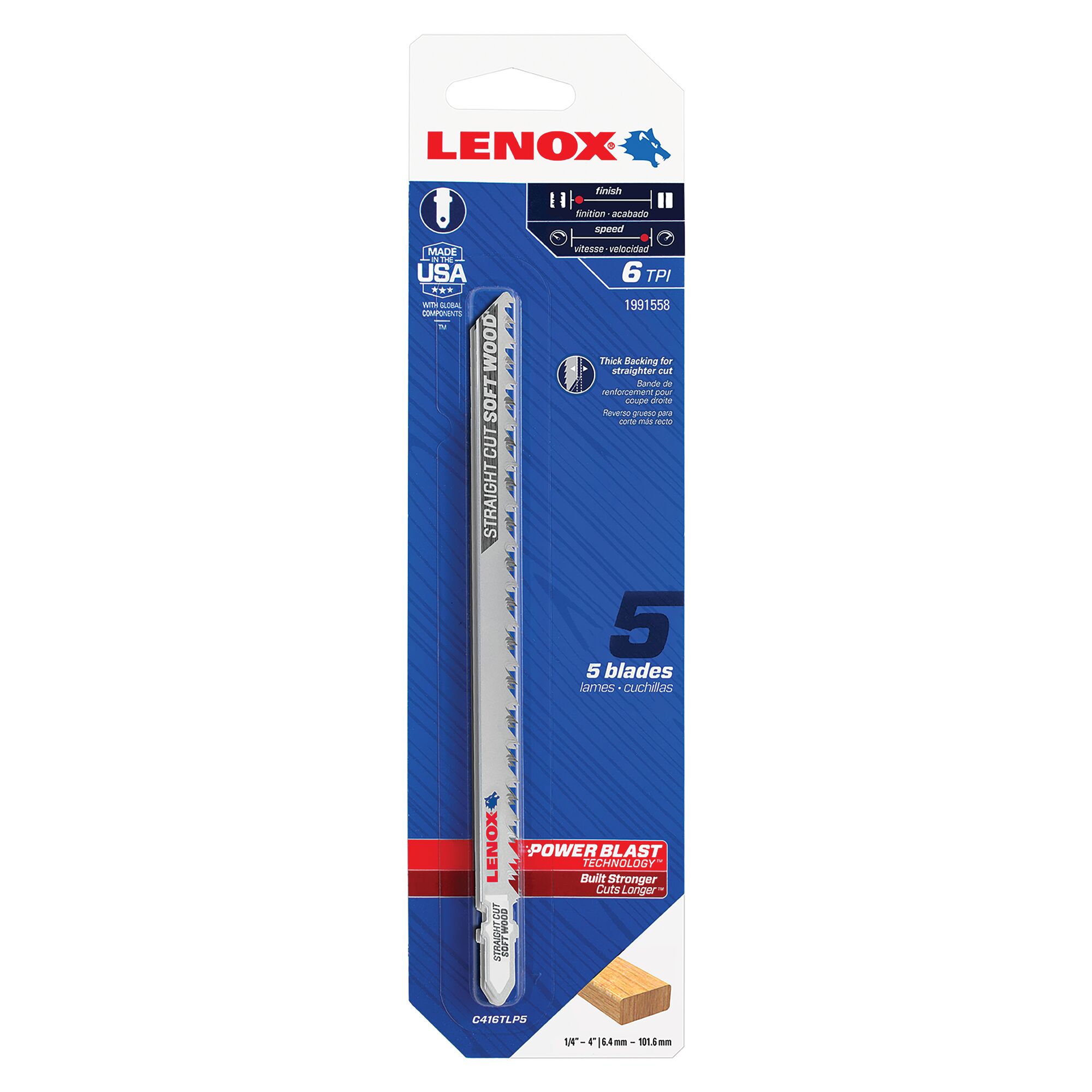 LENOX 狼牌 LE-1991558 直切軟木線鋸片原廠吊卡包裝(一卡 5 片)