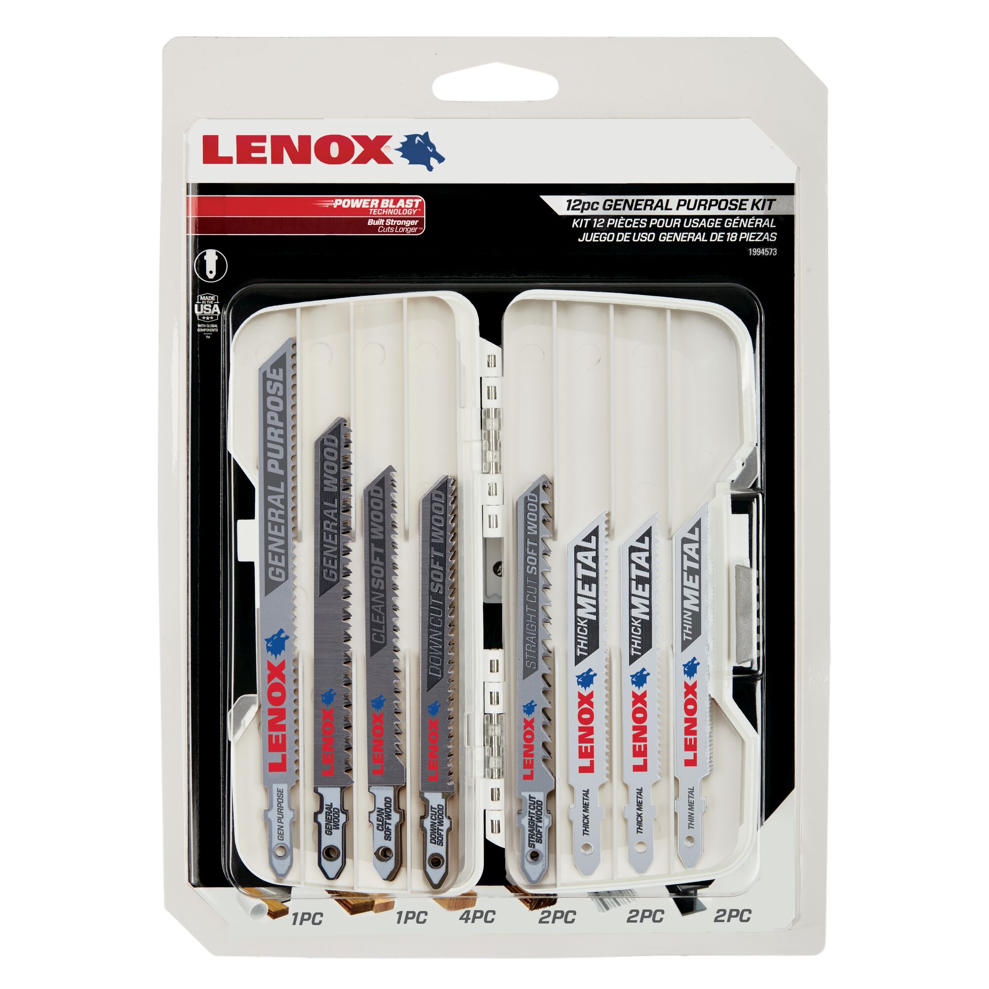LENOX 狼牌 LE-1994573 12 件式木工線鋸片組原廠包裝圖