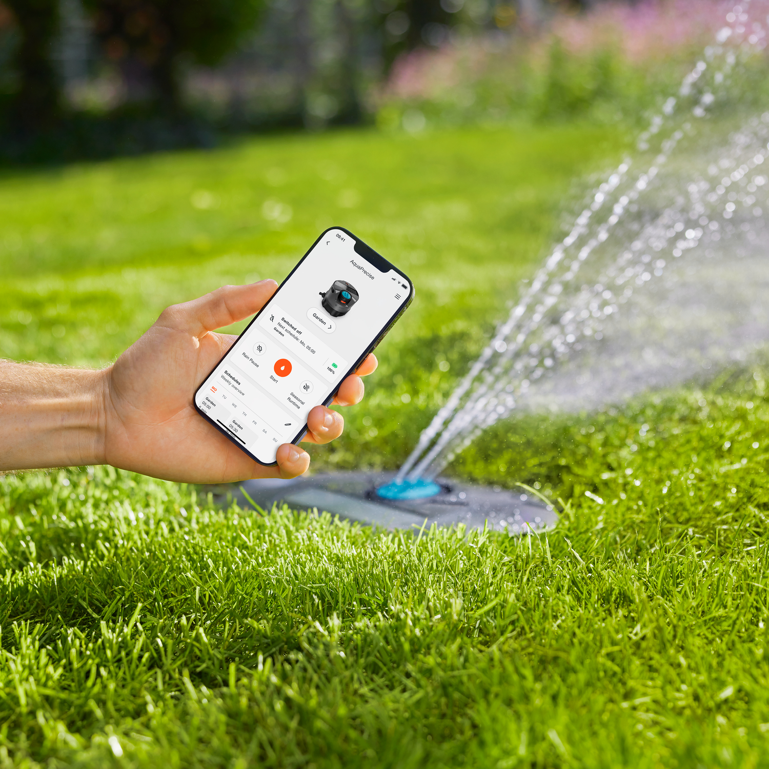 GARDENA AquaPrecise 透過藍牙應用程式控制草坪灌溉