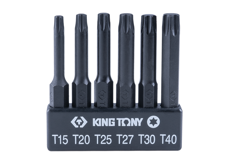 KING TONY 1004A6TQ 六角星型電動起子頭組,T15、T20、T25、T27、T30、T40 六支起子頭
