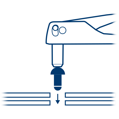 Place the rivet into the prepared hole.