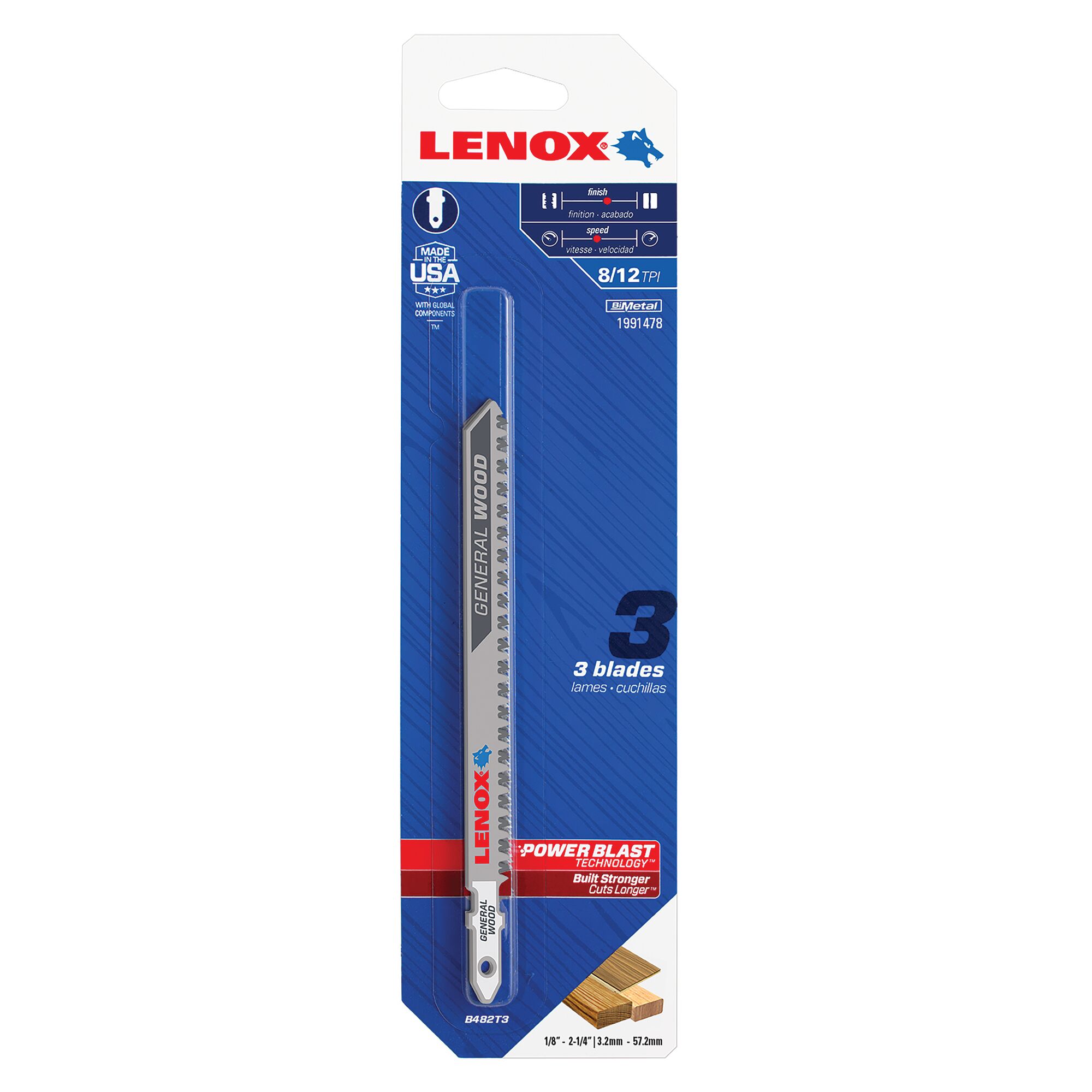 LENOX 狼牌 LE-1991478 一般木材線鋸片 3 片卡裝原廠包裝