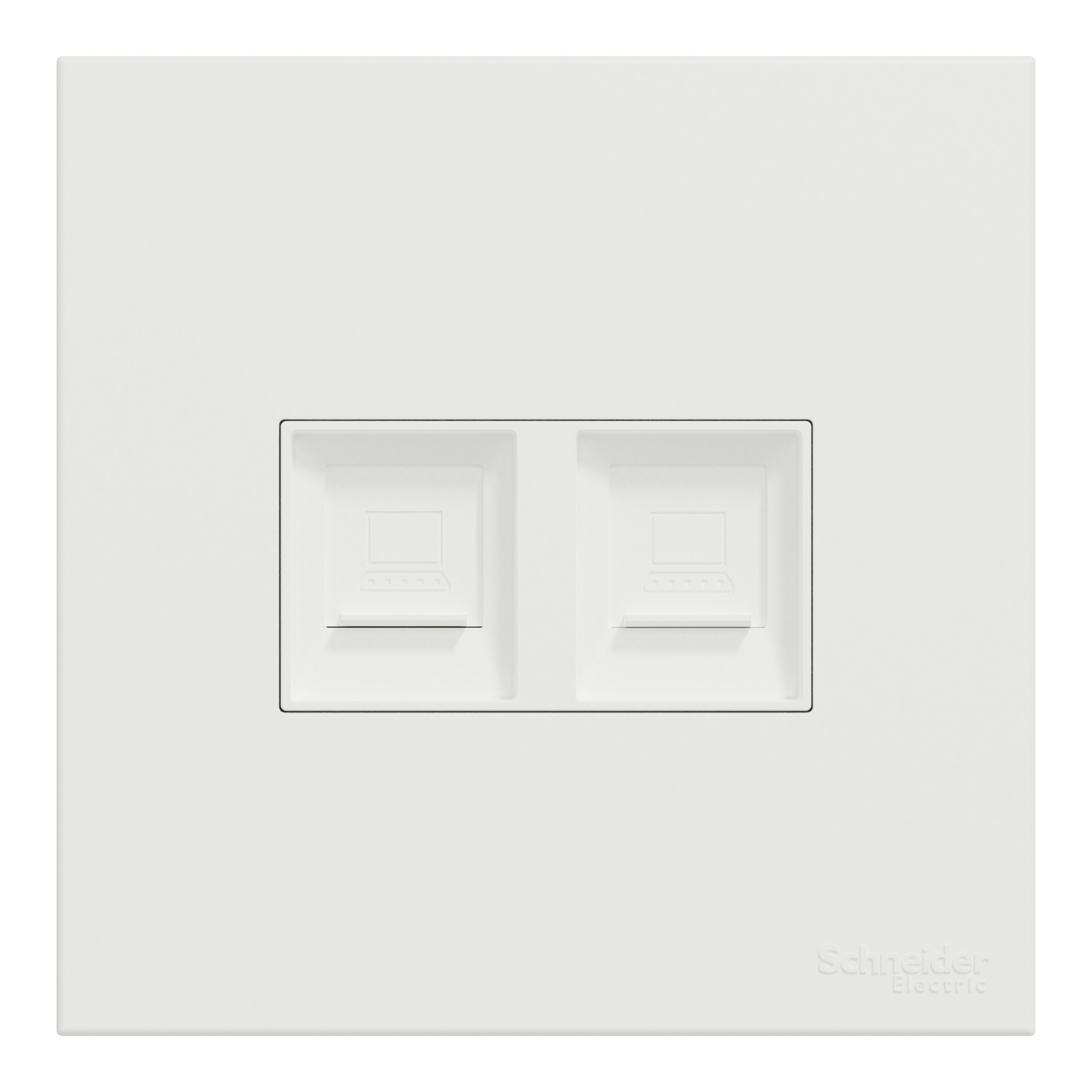 Schneider 施耐德 AvatarOn C 奐然 兩位RJ11電話及RJ45 5e類數據插座, Keystone面板備防塵活門(搪瓷白)