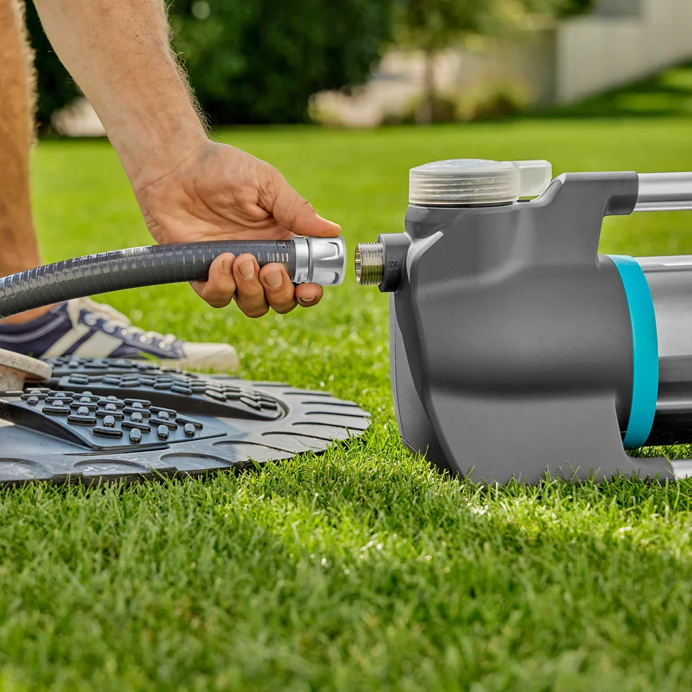 GARDENA 9090-20 suction hose connected to a pump