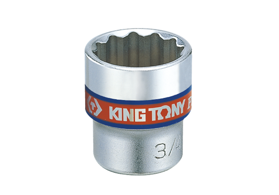 KING TONY 3330S系列十二角標準套筒示意,圖片刻字可能不同;本款333026S規格13/16吋、3/8吋DR.