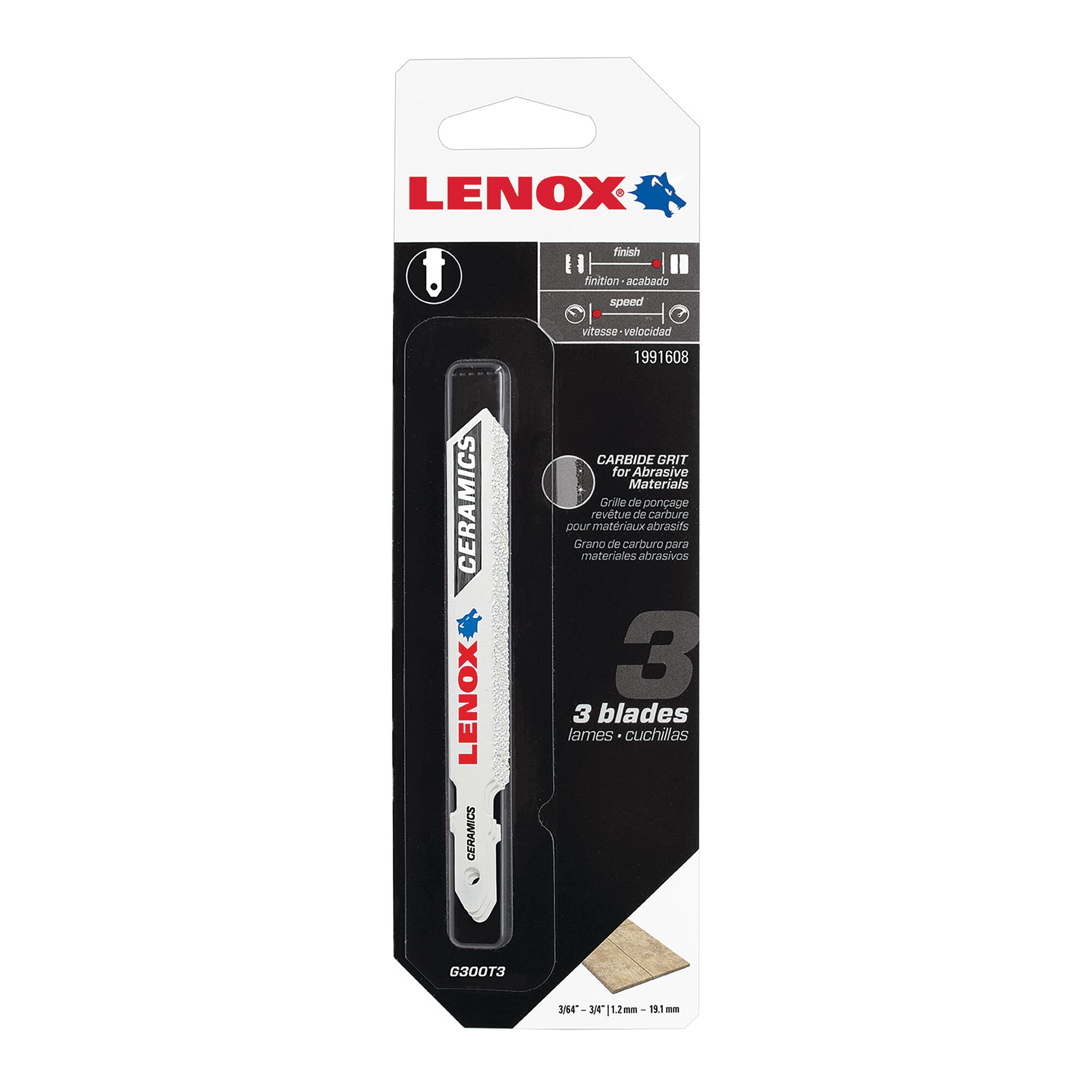 LENOX 狼牌 LE-1991608 碳化鎢砂礫線鋸片 3 片卡裝原廠包裝(G300T3)