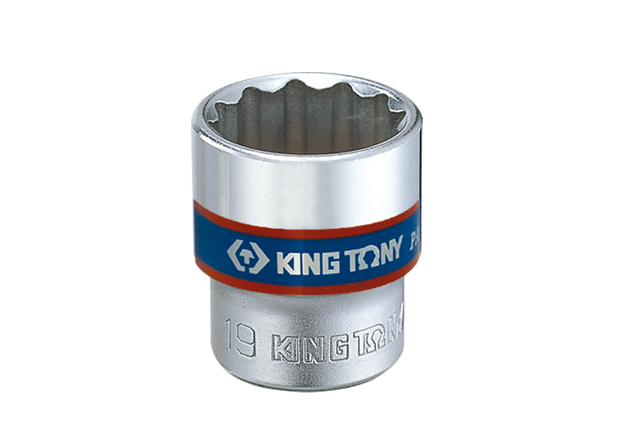 KING TONY 3330M系列19 mm示意照片;本款333021M為21 mm、3/8吋十二角標準套筒,單顆販售