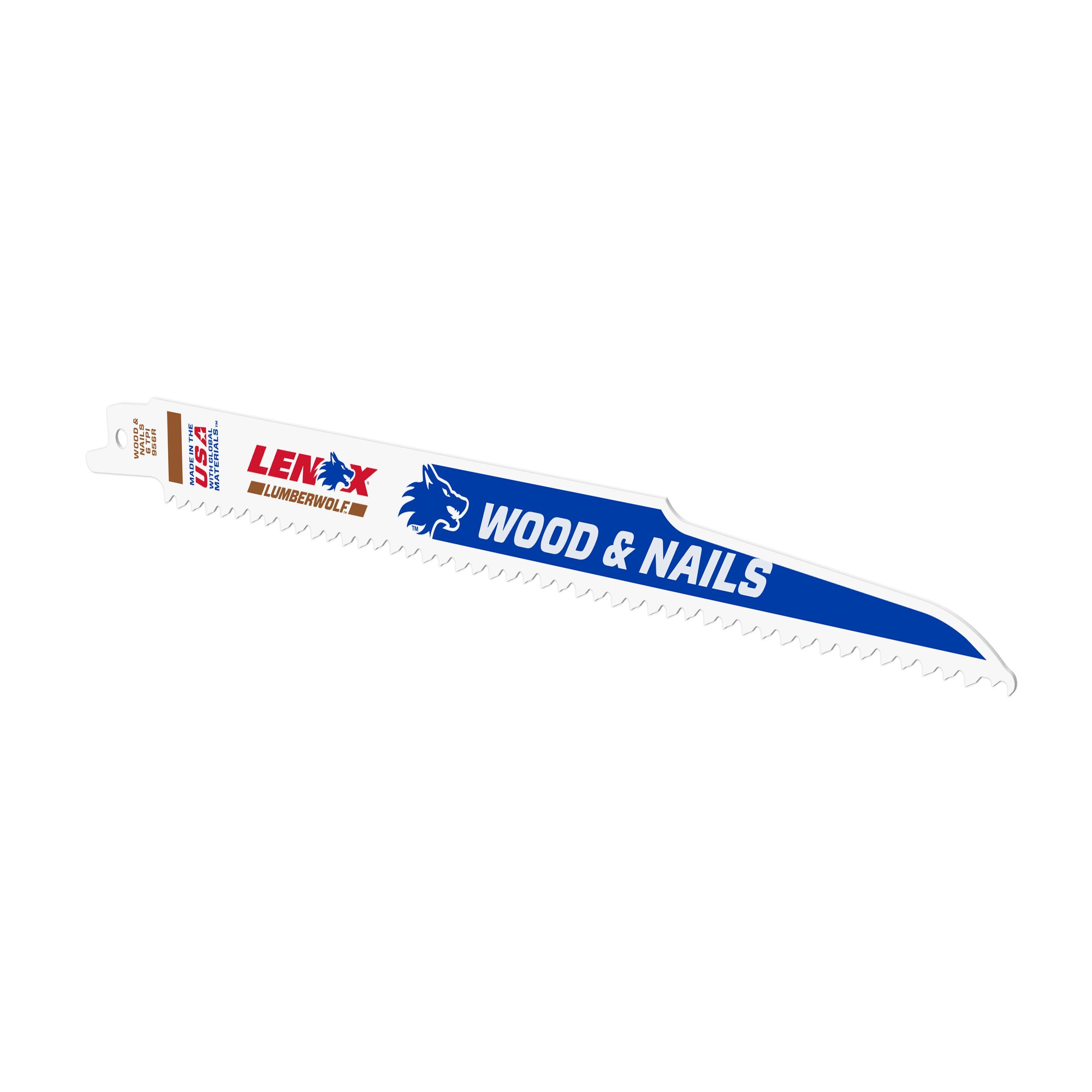 LENOX 狼牌 LE-956R-5 軍刀鋸片刀身標示 WOOD & NAILS 6 TPI 956R 產品圖