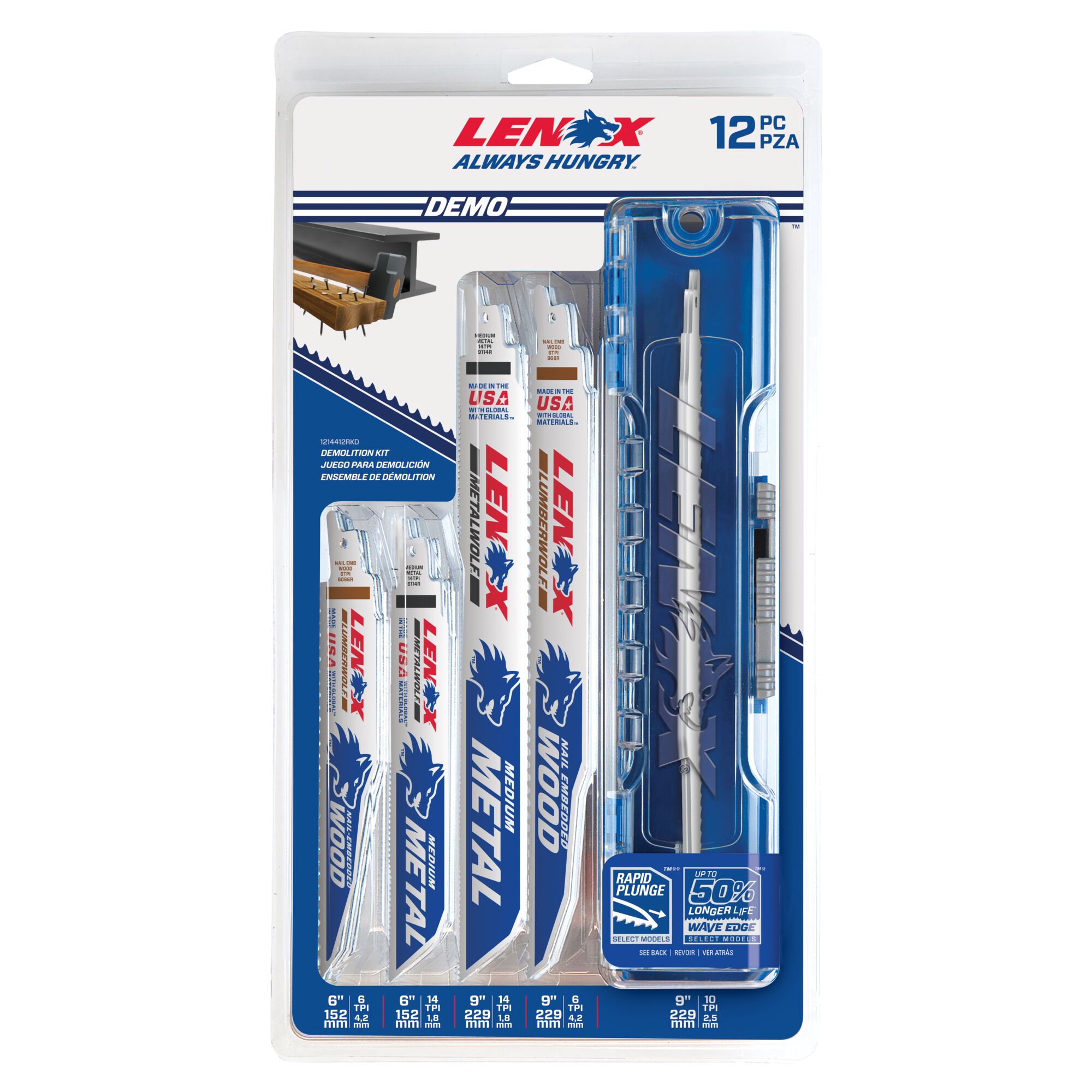 LENOX 狼牌 LE-T12144 軍刀鋸片 12 件套組原廠包裝與收納盒