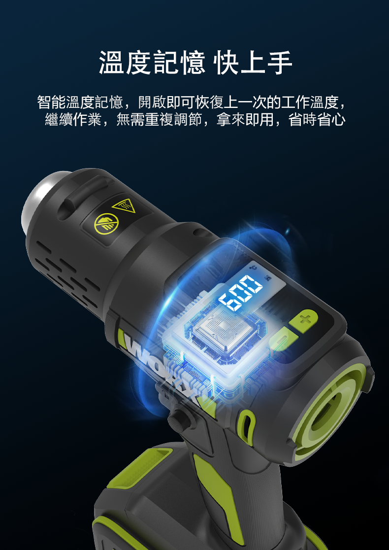 WORX 威克士 WU040.9 熱風槍數碼顯示調溫及智能溫度記憶