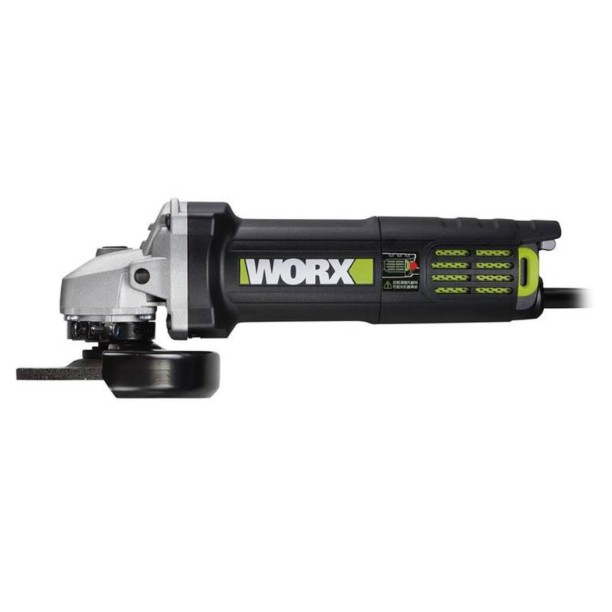 WORX 威克士 WU800A 100mm 角磨機側面外觀，可見纖細筒身及後開關設計