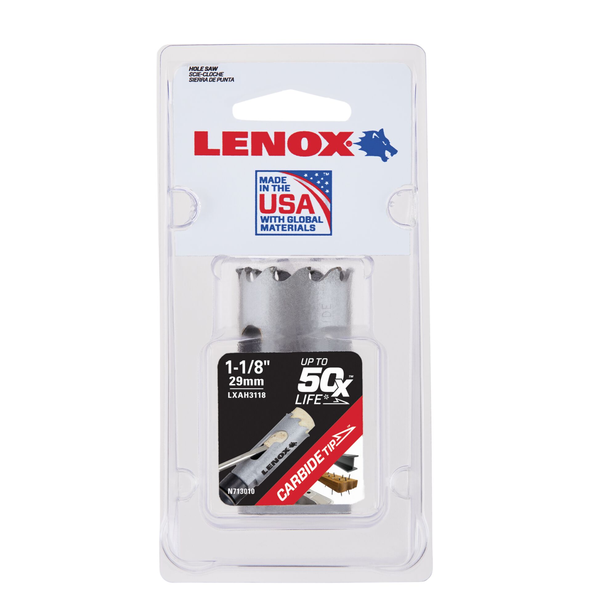 LENOX 狼牌 LE-LXAH3118 碳化鎢鋼圓穴鋸原廠包裝圖