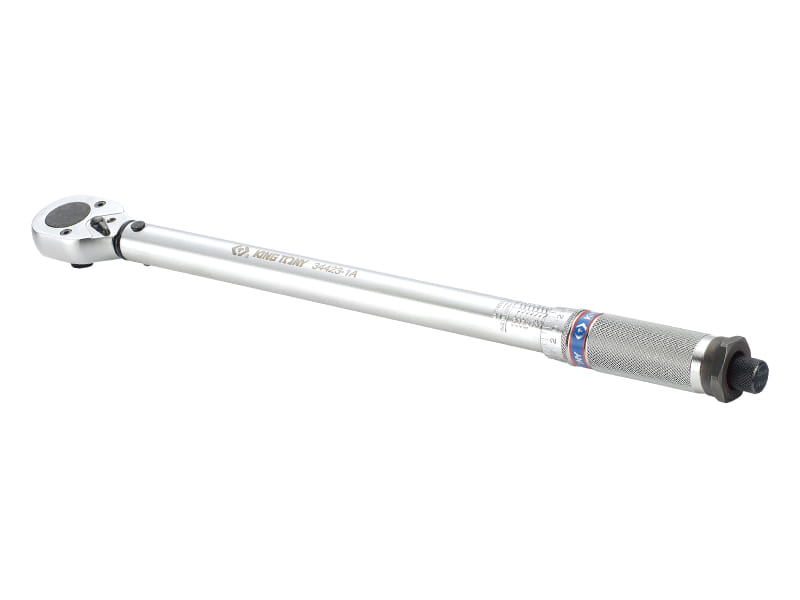 KING TONY 34223-1A 同款 1/4 吋、280 mm 扭力扳手實物示意;圖中刻印及刻度為 34223-1A/N·m、kgf·cm,販售型號為 34223-1B/55–250 in·lb、63–288 kgf·cm。