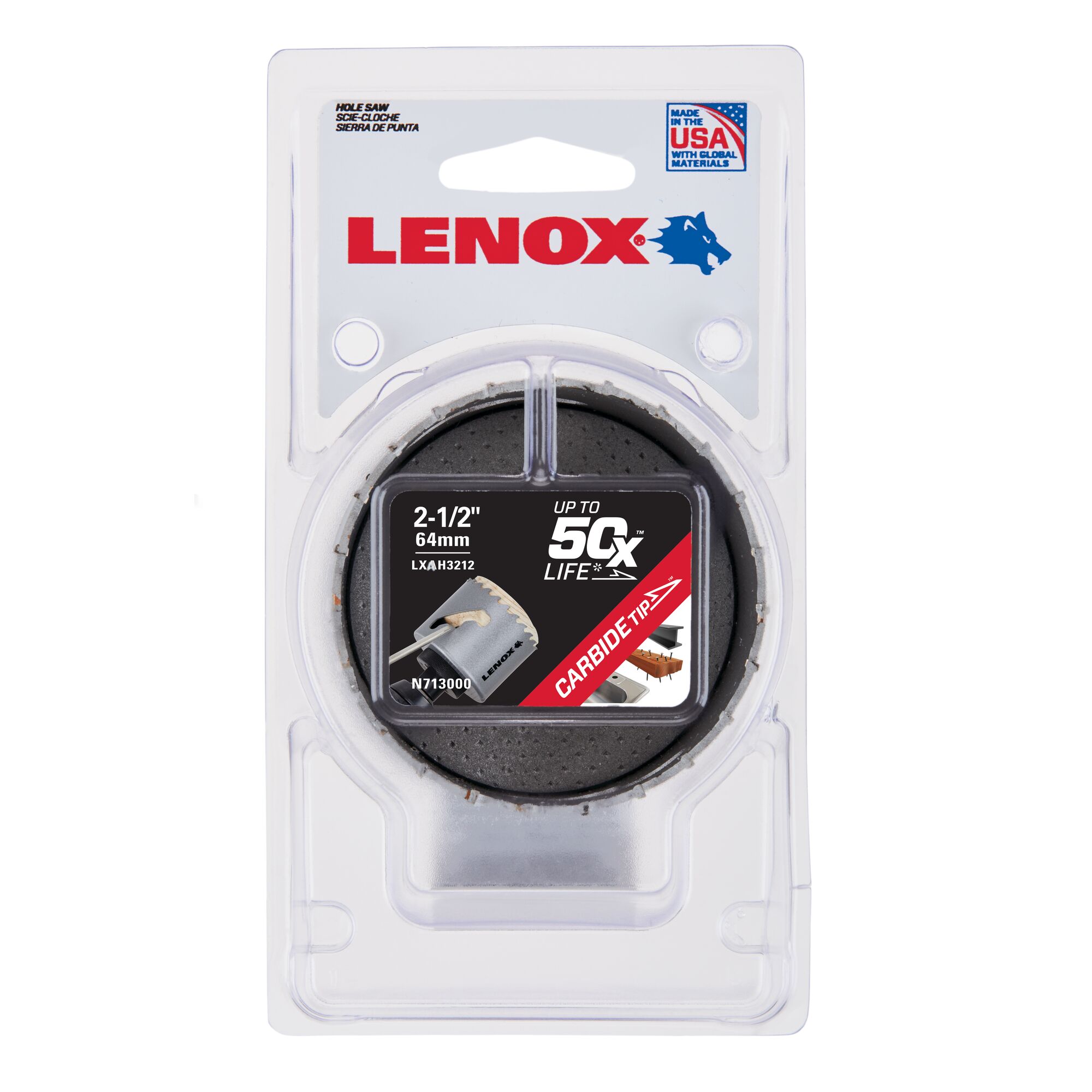 LENOX 狼牌 LE-LXAH3212 50X 碳化鎢鋼圓穴鋸 63.5mm 原廠包裝外觀圖