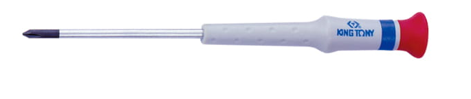 KING TONY 1431-series representative long Phillips screwdriver with white handle and red end cap; this 14311103 listing is PH1 × 75 mm, with no legible size marking in the photo