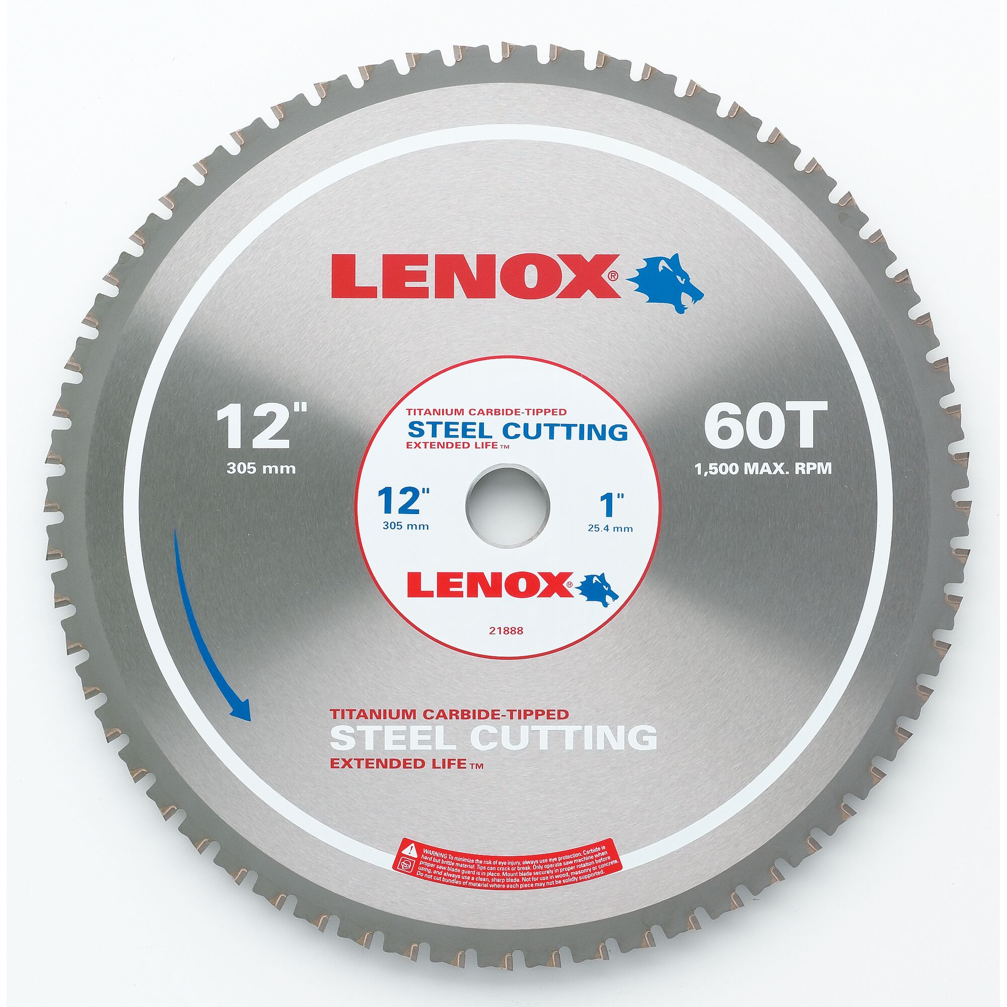 LENOX 狼牌 LE-21888ST120060CT 金屬切割用圓鋸片 305mm 60T 鋼材 白底產品圖