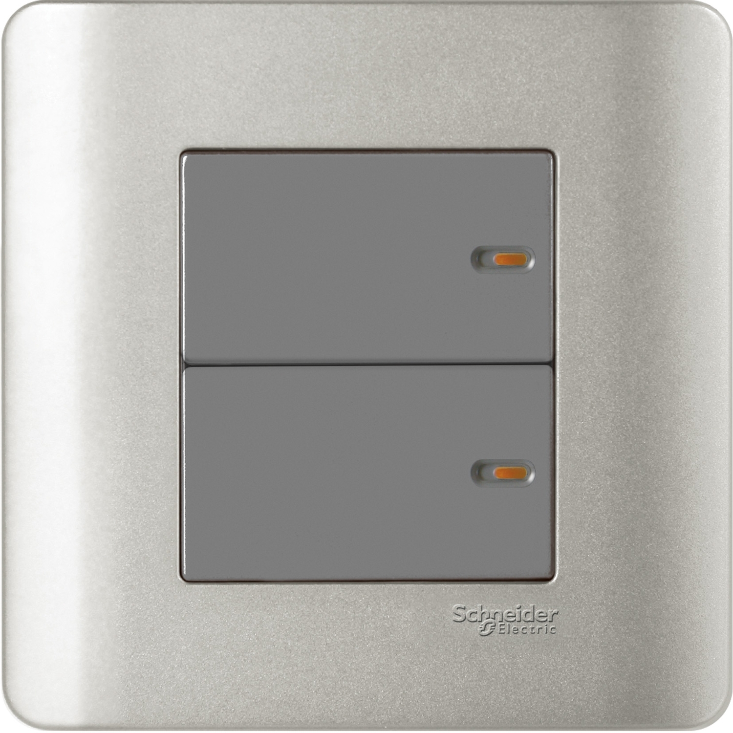 Schneider 施耐德 ZENcelo 睿雅 16AX 兩位單控平觸開關掣連開關指示(銀灰)