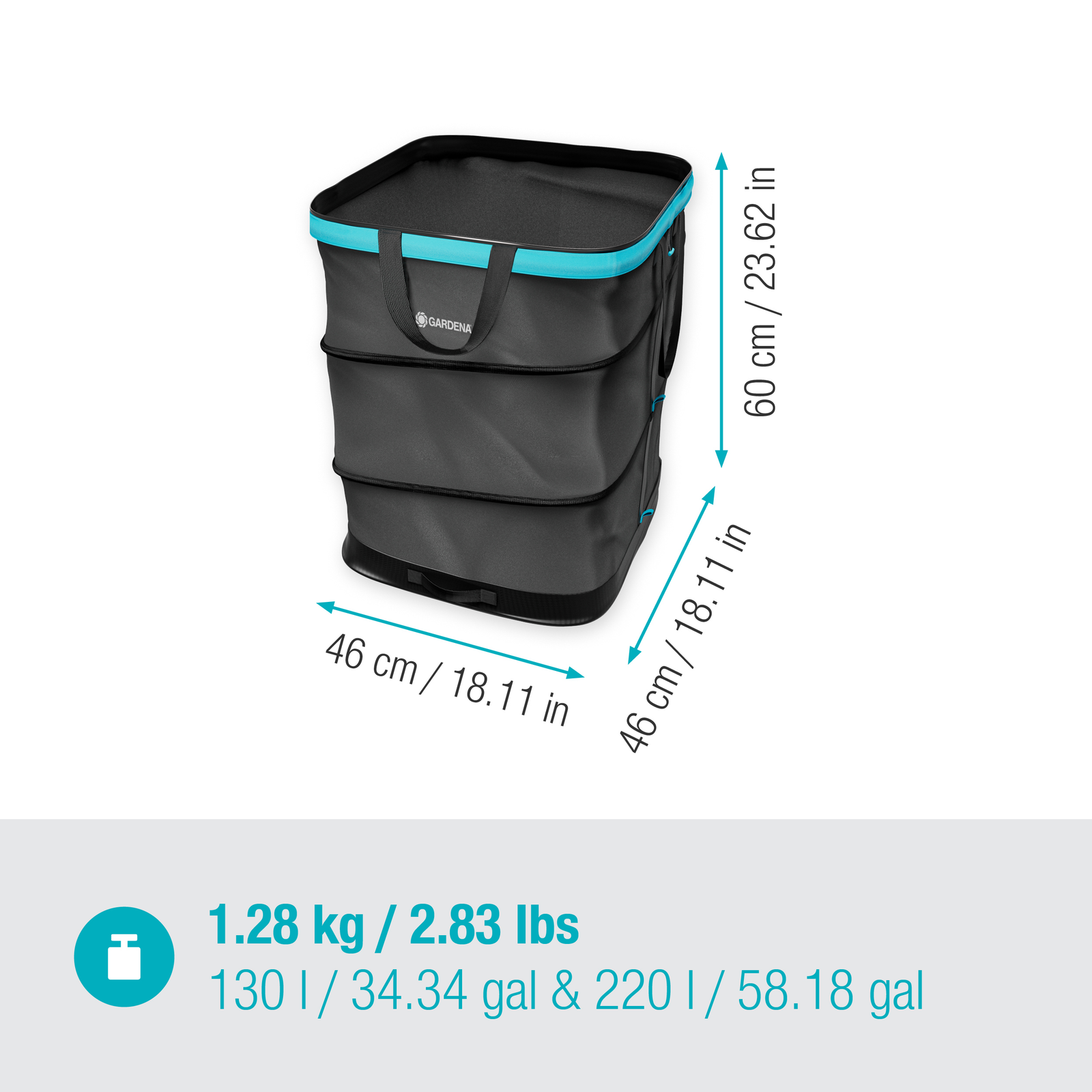 GARDENA 127L 方形園藝廢物袋摺平後背負搬運