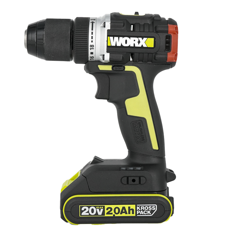 WORX 威克士 WU182X.9 20V 無刷雙速電鑽 側面外觀