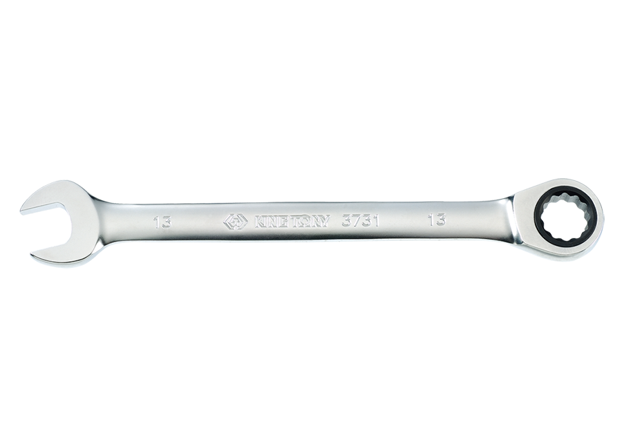 KING TONY 3731 系列原廠示意照片，實體標記 13 mm；本商品 373122M 為 22 mm 單向快速棘輪扳手，單支販售