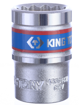 KING TONY 巴西 18mm 同設計十二角套筒示意,工具刻有 433018M;本商品 KT-433018M 單顆販售,非地區包裝照片