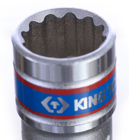 KING TONY 巴西 18mm 同設計套筒十二角工作端特寫,本款 433018M 為 1/2吋驅動單顆標準套筒,非包裝照片