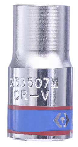 KING TONY 233507M 7 mm 公制六角標準套筒側面，刻有 233507M 及 CR-V