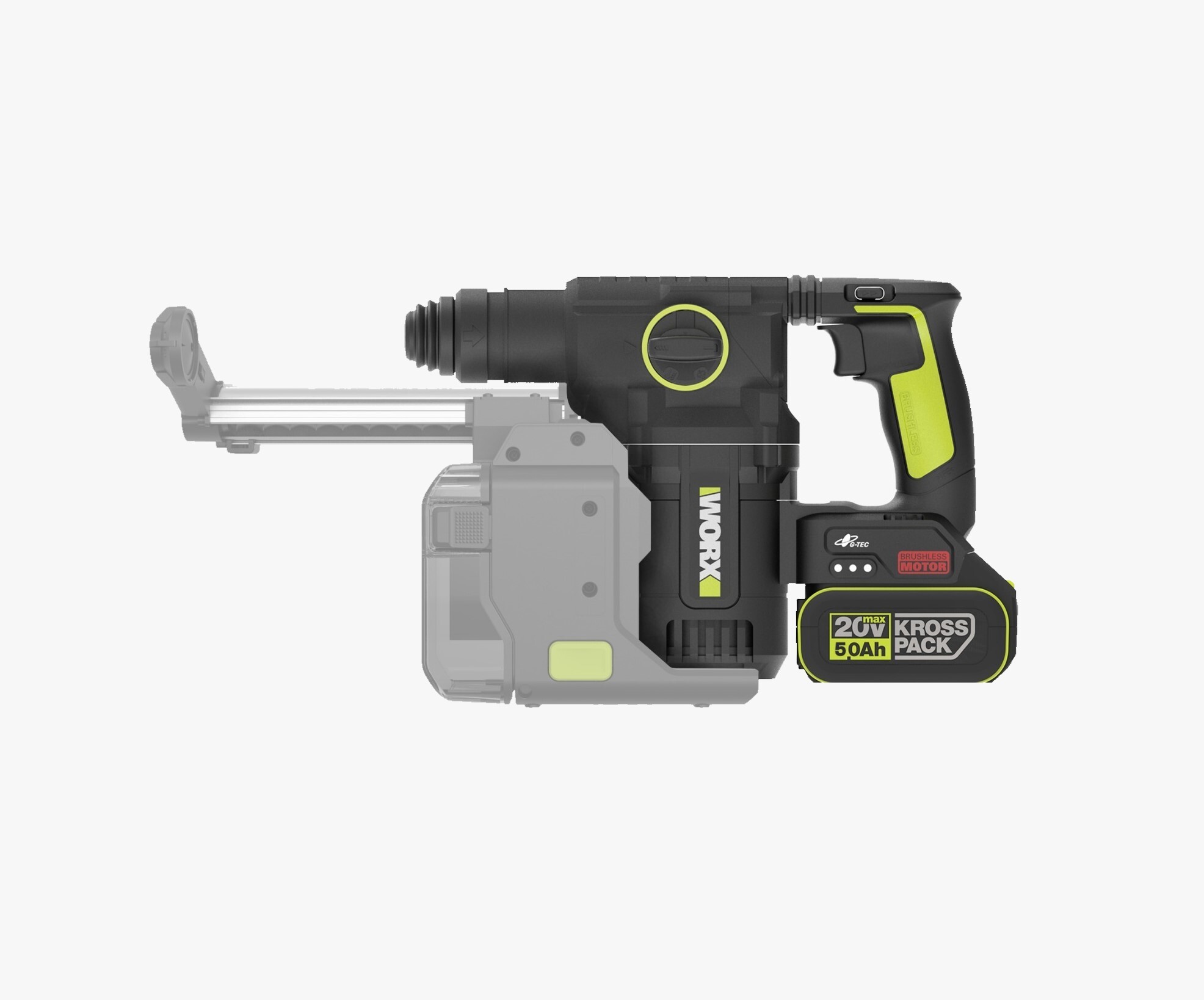 WORX WU385.3 20V brushless rotary hammer side profile