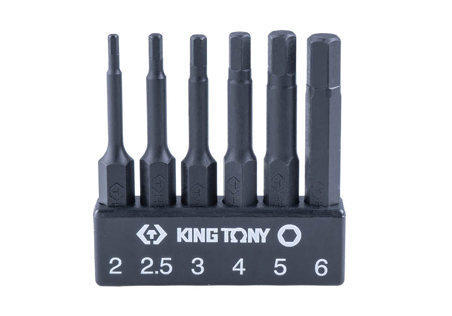 KING TONY 1004A6HQ six hex power bits in 2 to 6 mm sizes