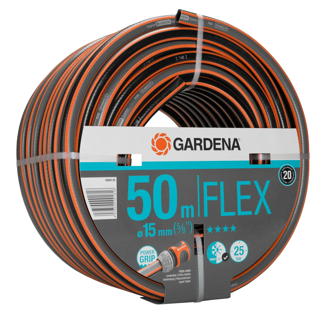GARDENA Comfort FLEX 50米花園水管斜角產品圖
