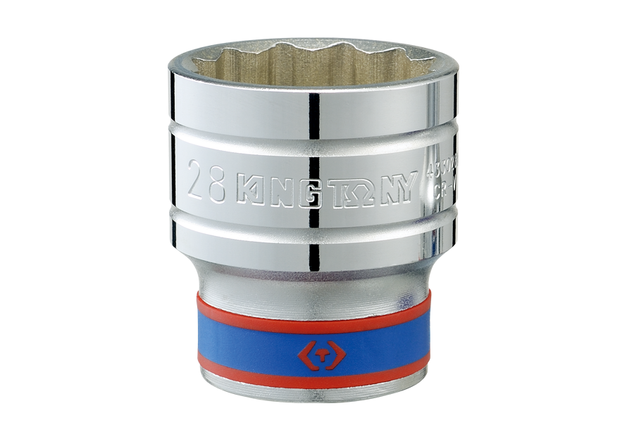 KING TONY 4330-series representative standard twelve-point socket marked 28 mm; this 433029M listing is 29 mm with 1/2-inch square drive, sold individually