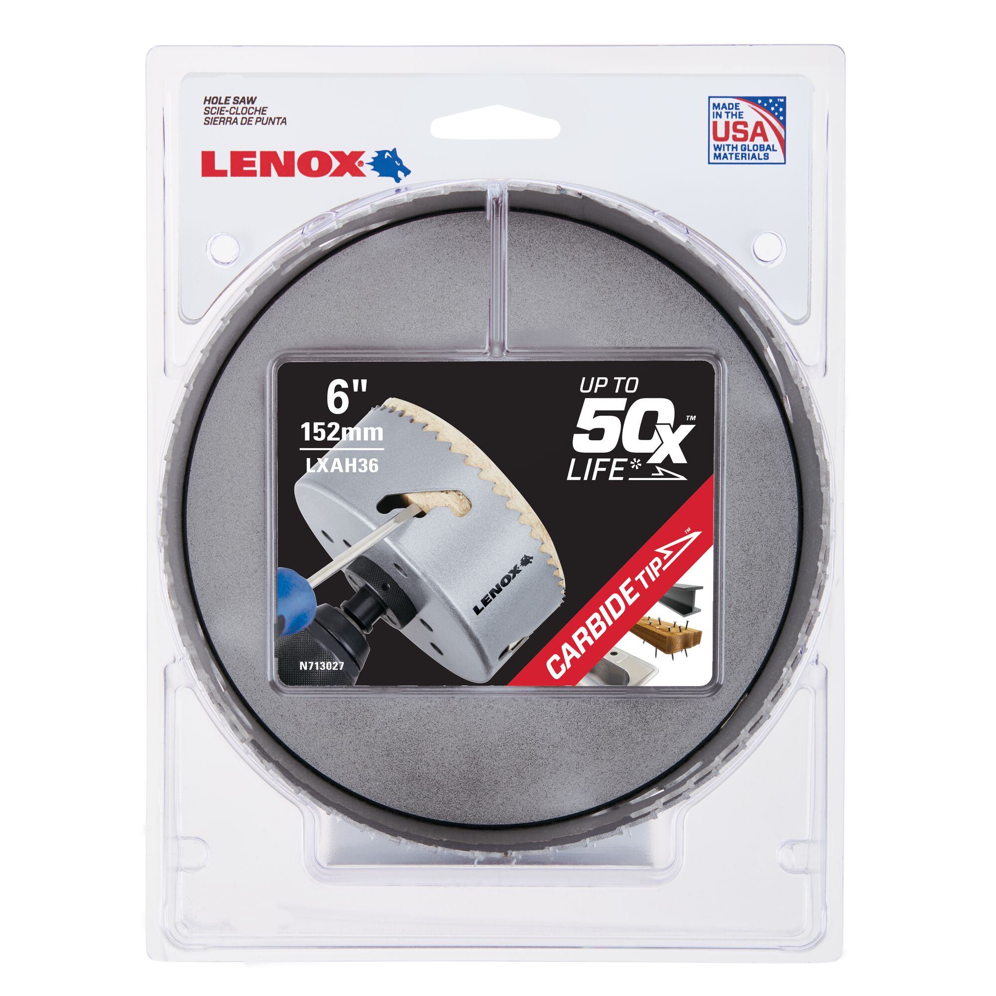 LENOX 狼牌 LE-LXAH36 碳化鎢鋼圓穴鋸原廠吊卡包裝圖