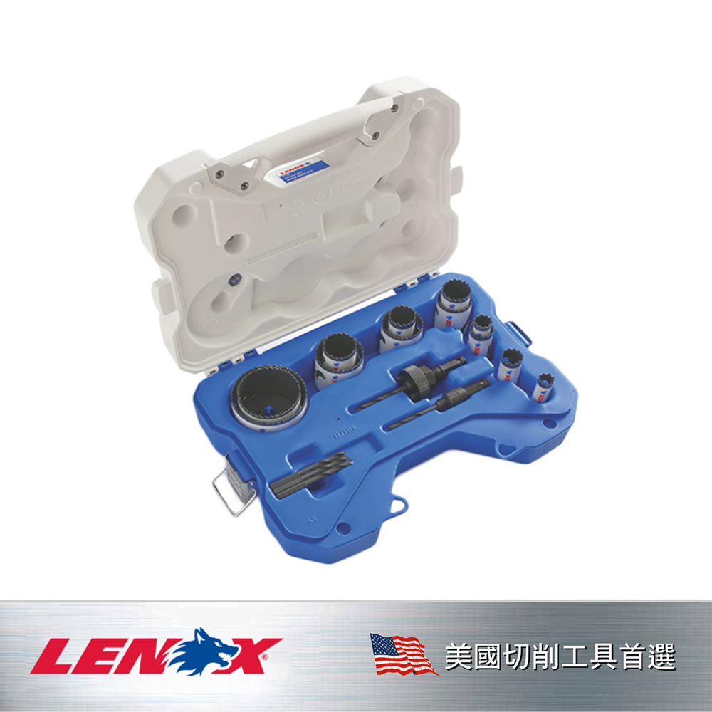 LENOX 狼牌 LE-T308201200G 17 件裝圓穴鋸組套收納盒與內容物圖