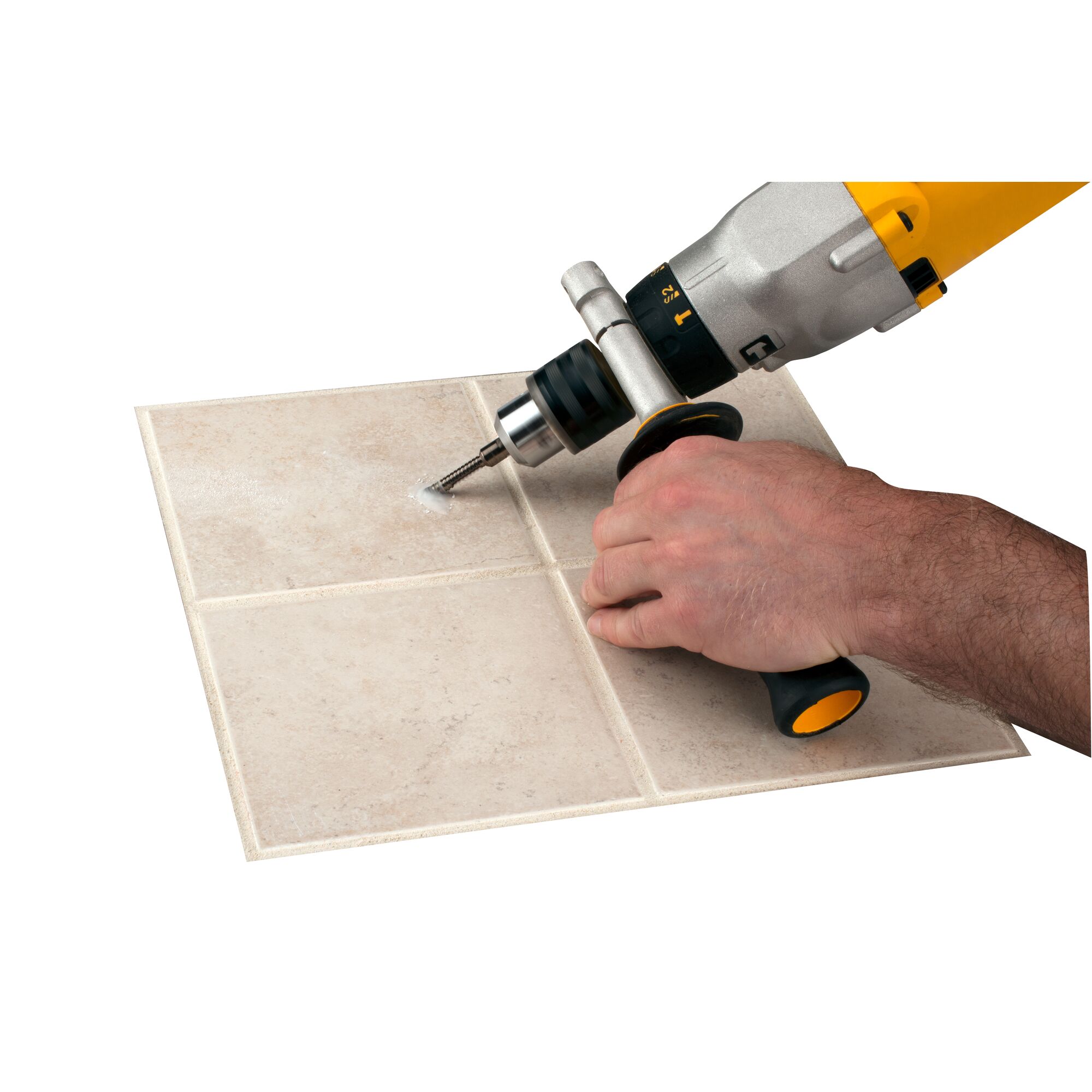 LENOX LE-121085DGDS diamond grit one-piece hole saw drilling a porcelain tile