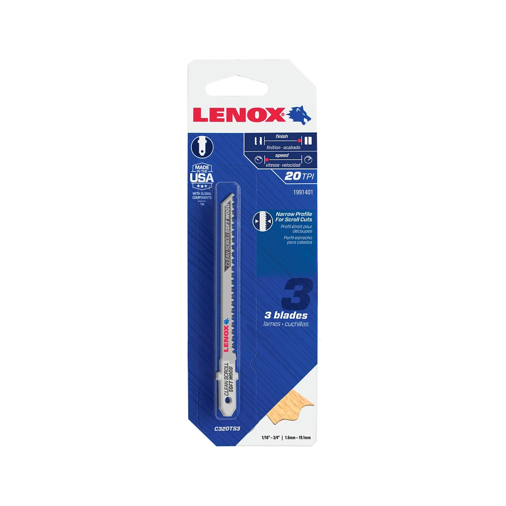 LENOX 狼牌 LE-1991401 木材線鋸片 3 片卡裝原廠包裝圖