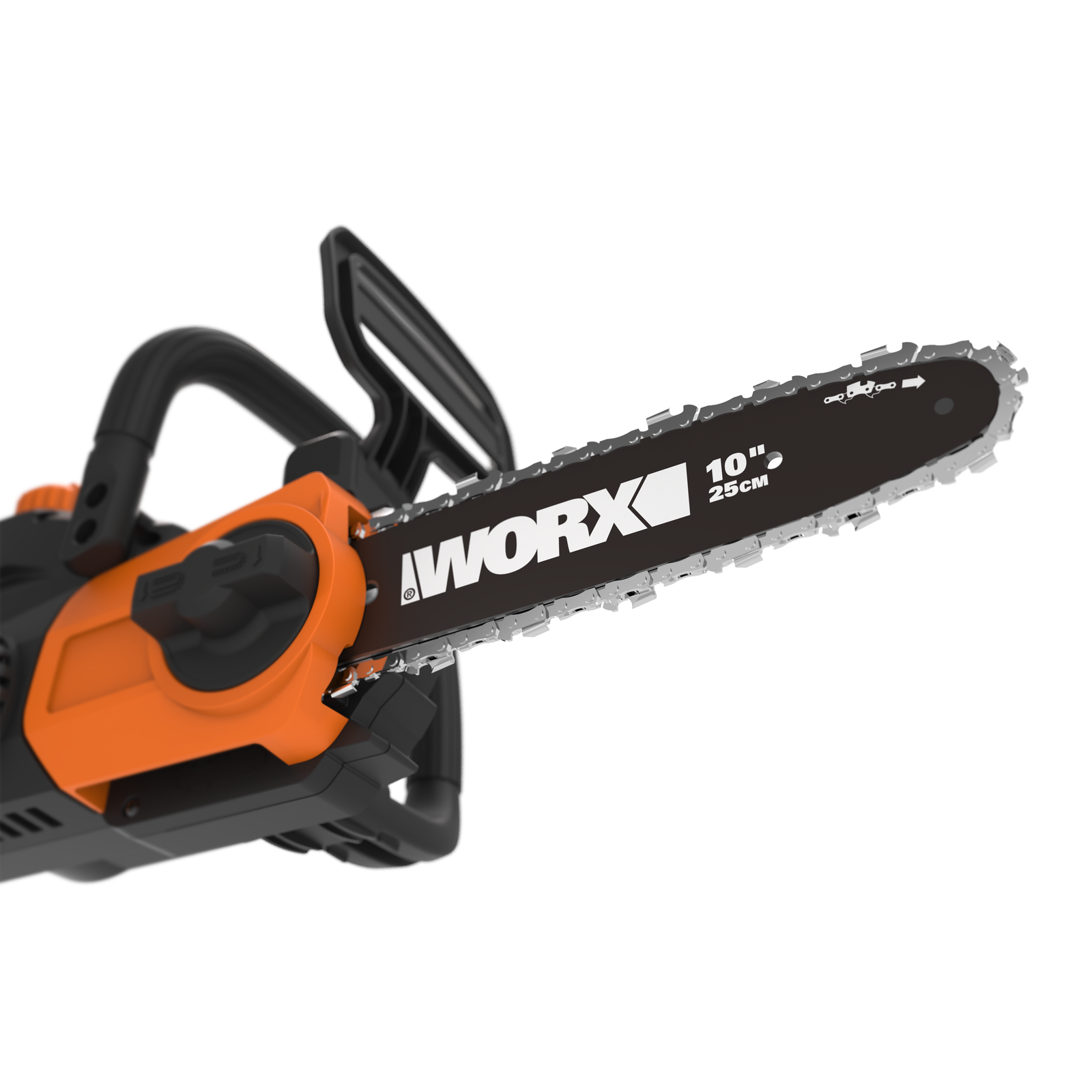 WORX WG322E.91 25cm (10 inch) guide bar and chain close-up