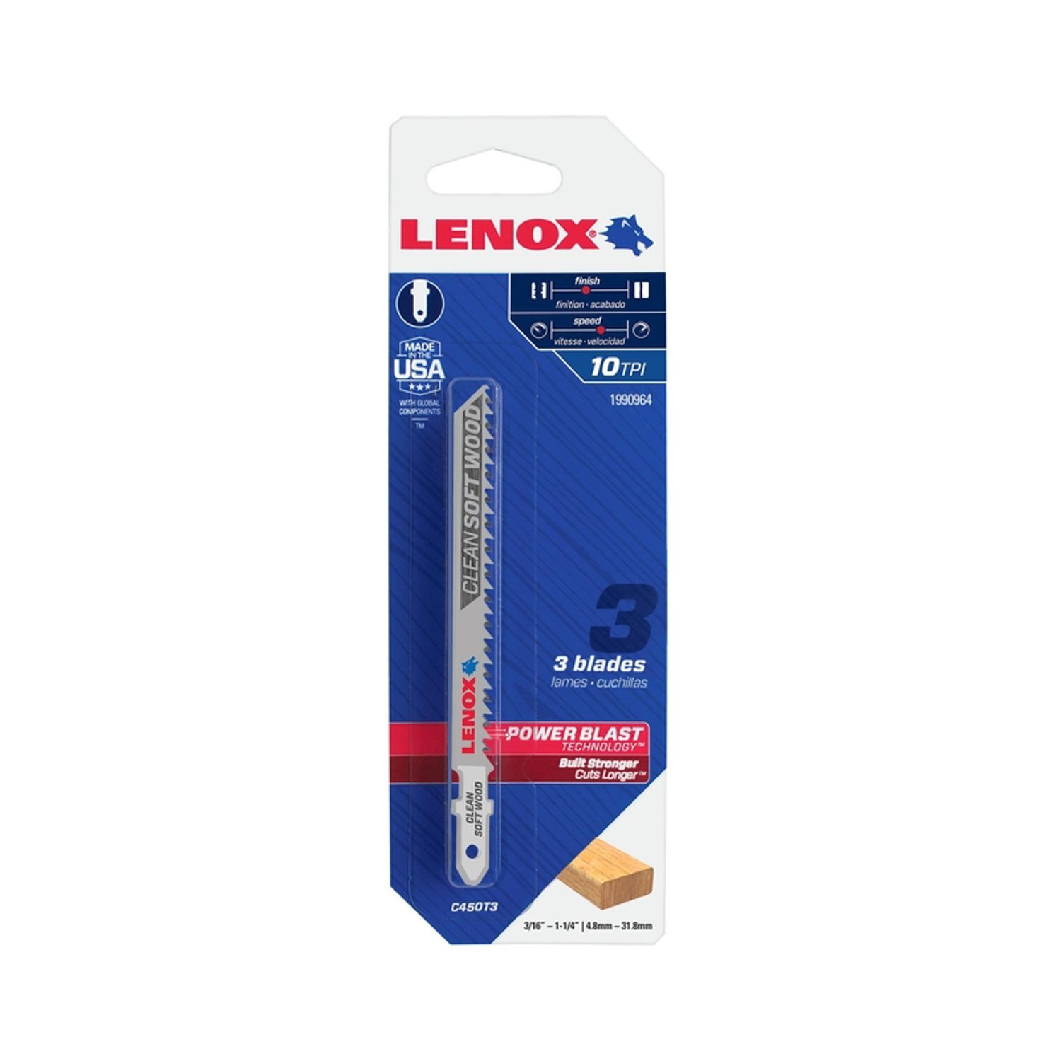LENOX 狼牌 LE-1990964 線鋸片 3 片裝原廠吊卡包裝圖